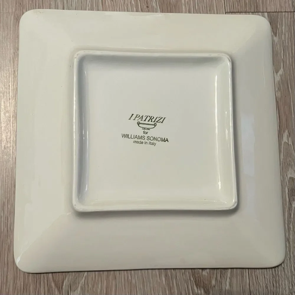 Williams Sonoma White Square Dinner Plate 11.75” Charger I Patrizi Italy Ivory
